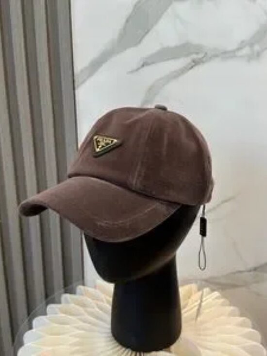 Prada Velvet Baseball Cap with Iconic Triangle Logo for Men and Women main image 5